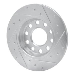 Audi A4 Brake Rotor (1) - Rear Left - R1 Concepts - Drilled & Slotted - Silver - `00-`08